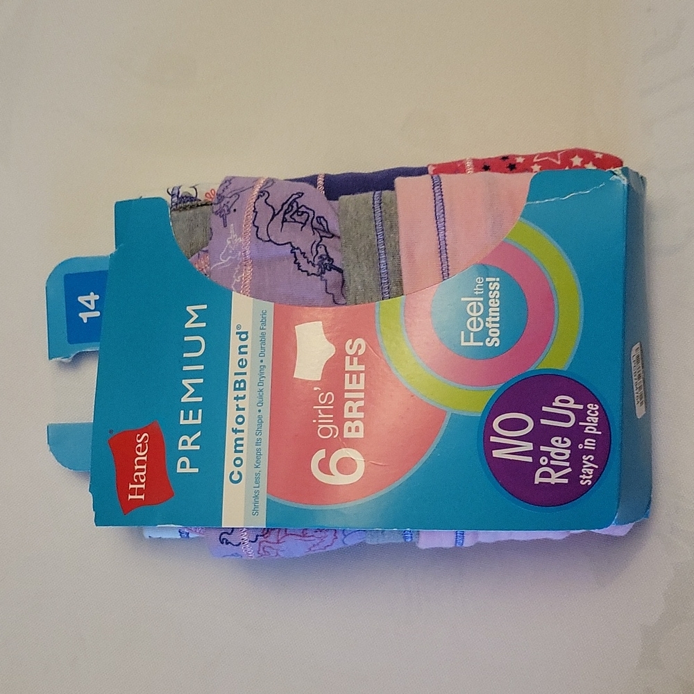 HANES Girls Briefs Comfort Blend 6 pair size 14